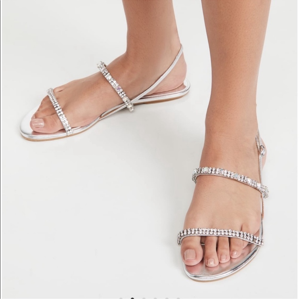 Badgley Mischka Zandra Embellished Leather Sandals